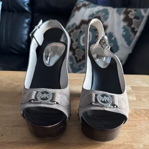 MICHAEL Michael Kors Taupe and Dark Brown Platform Sandals